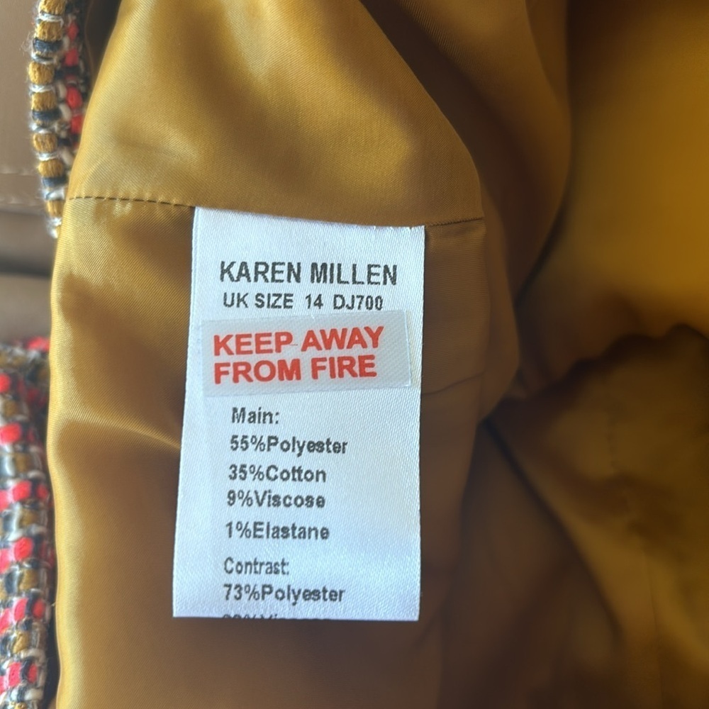 NWT Karen Millen Tweed And Contrast Pocket A Line Mini Dress Tan and Orange 10 - Picture 11 of 13